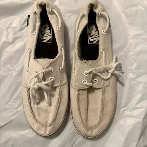 Vans White Zapato Del Barco Women’s Size 7 Men’s 5.5 Canvas Lace Up Boat Shoes